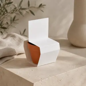 Kit de siembra en maceta de terracota personalizable, presentación en un entorno natural.