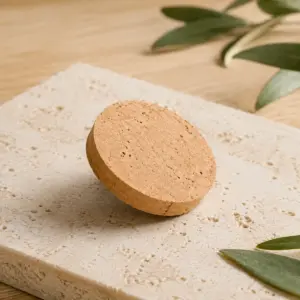 Pin circular de corcho natural sin personalizar.