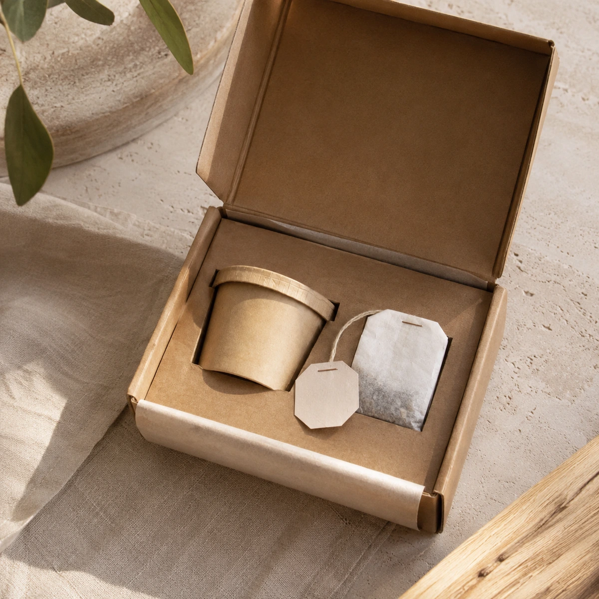 Pack de infusiones de salvia y menta con sobre de semillas separado, detalle de los materiales y contenido