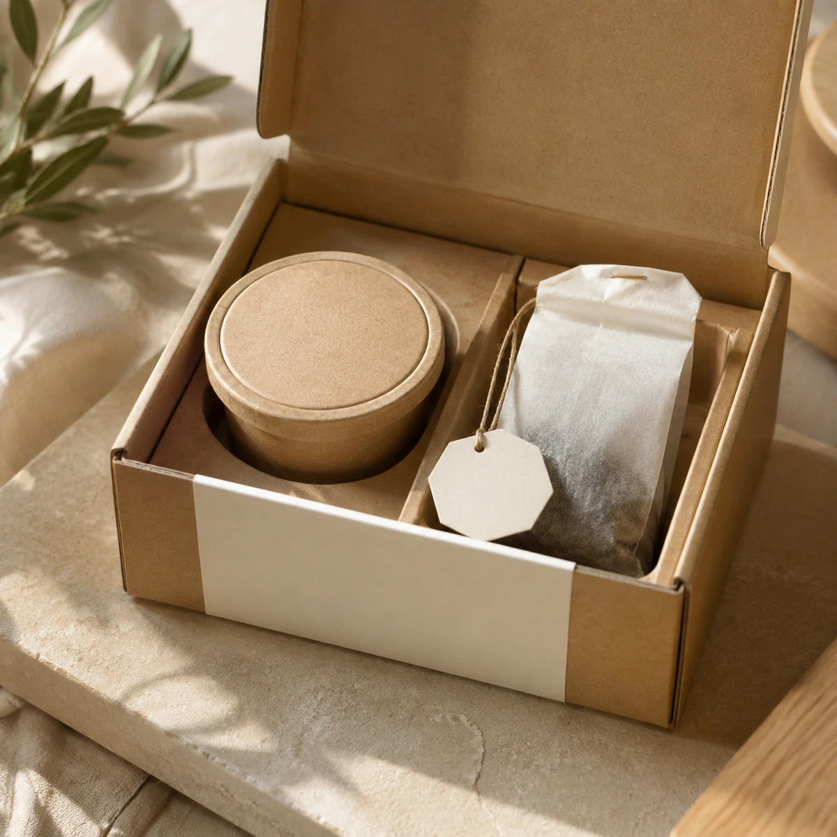 Pack de infusiones de melisa y lavanda con sobre de semillas separado, detalle de los materiales y contenido