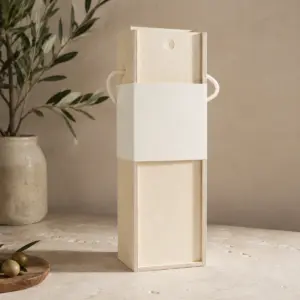Caja de madera para aceite de oliva con faja sin impresión