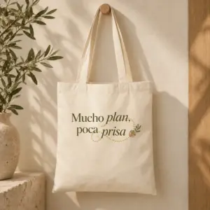 Tote Roble en natural, vista principal con personalización a color.