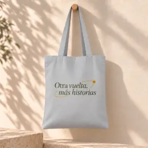 Tote Ciclo en gris jaspeado: vista principal en color. Simulación de personalización.