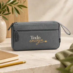 Organizador Punto en gris, vista principal con personalización a color.