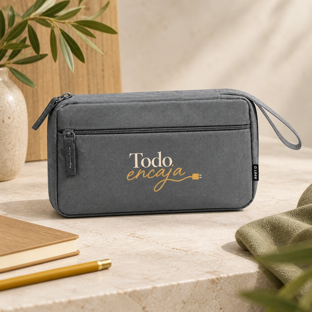 Organizador Punto en gris, vista principal con personalización a color.