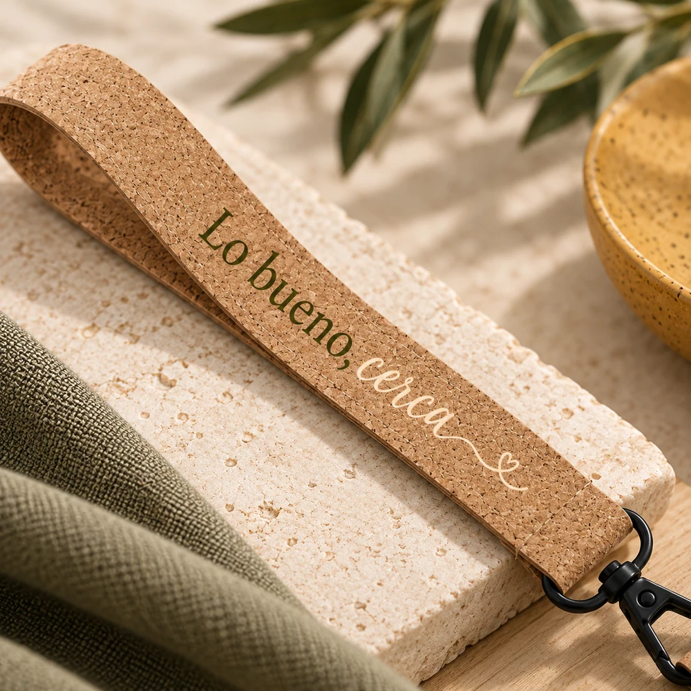 Pulsera Cerca en natural, detalle de la personalización a color.